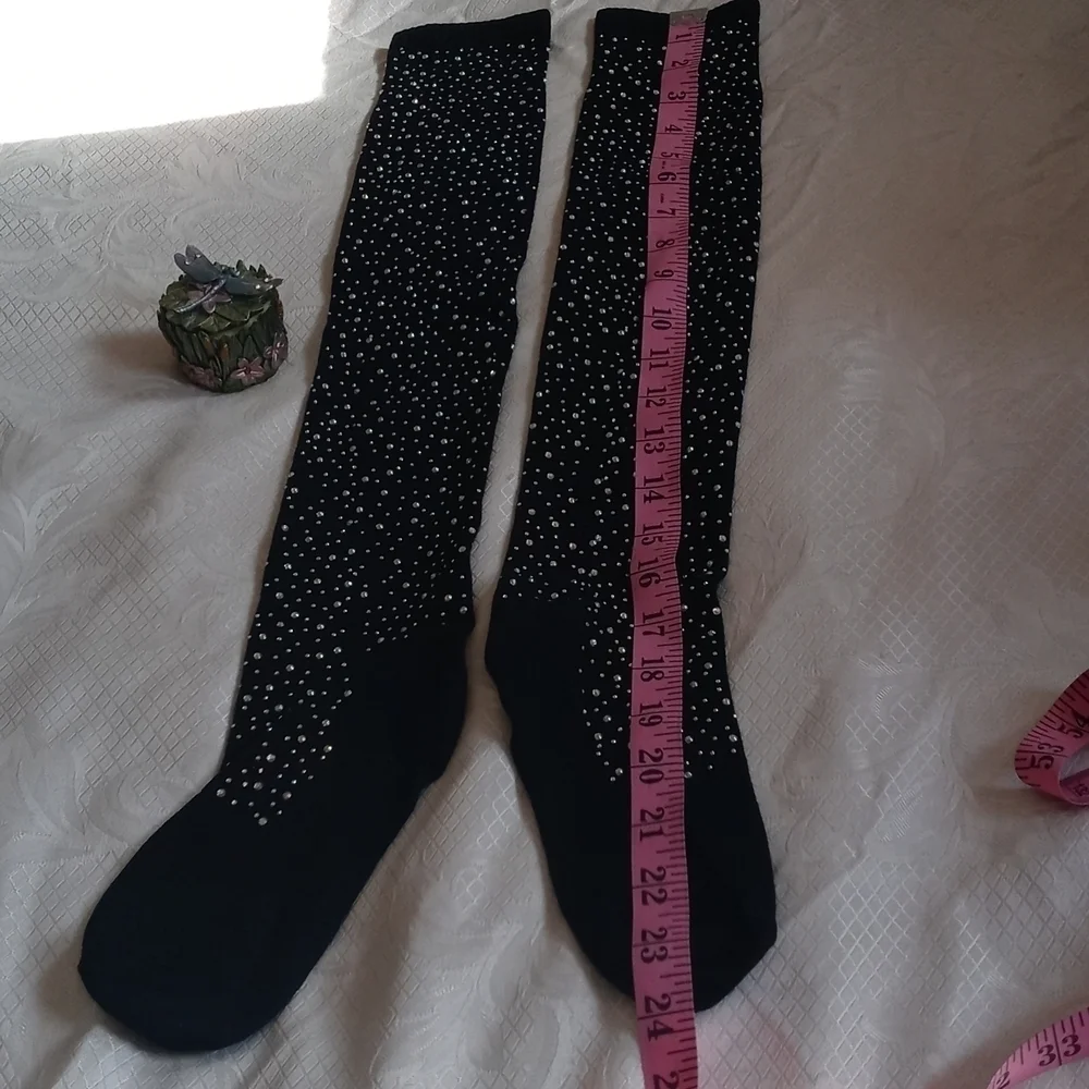 Black glitter socks in both sides sexy socks stretch
